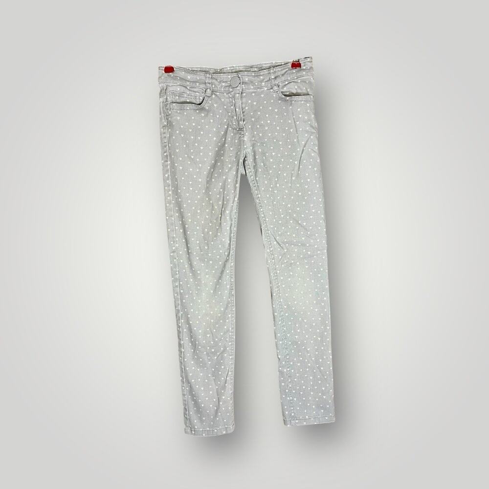 Next Kids Jeans Size 12 Straight Leg Hearts Grey White